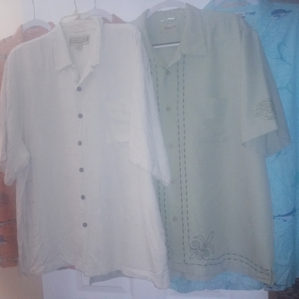Columbia Van Heusen Jamaica Jaxx Cubavera. Lot Of 5 Mens Shirts. All Size XXL